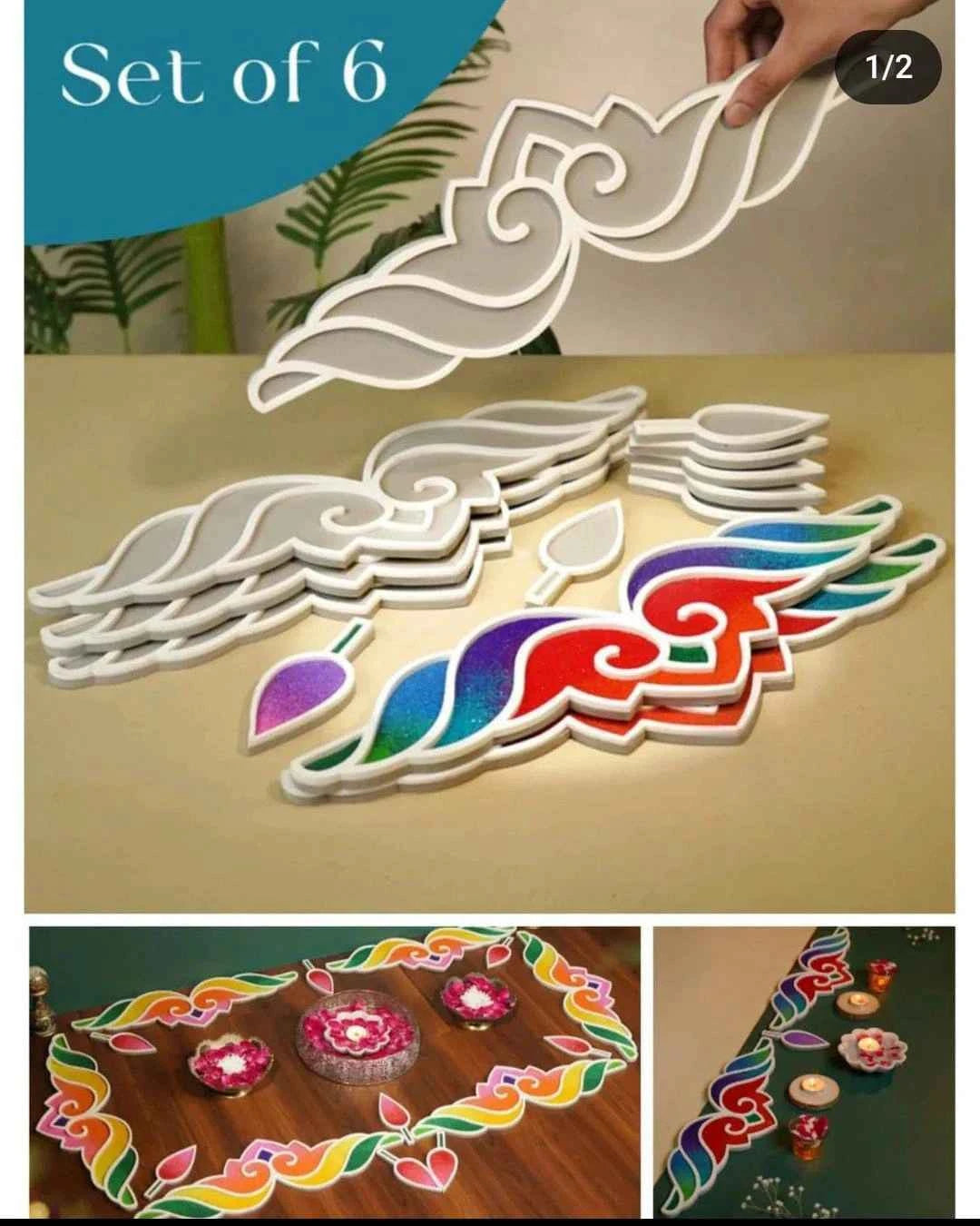 Designer MDF Rangoli Stencil Set for Home Decor