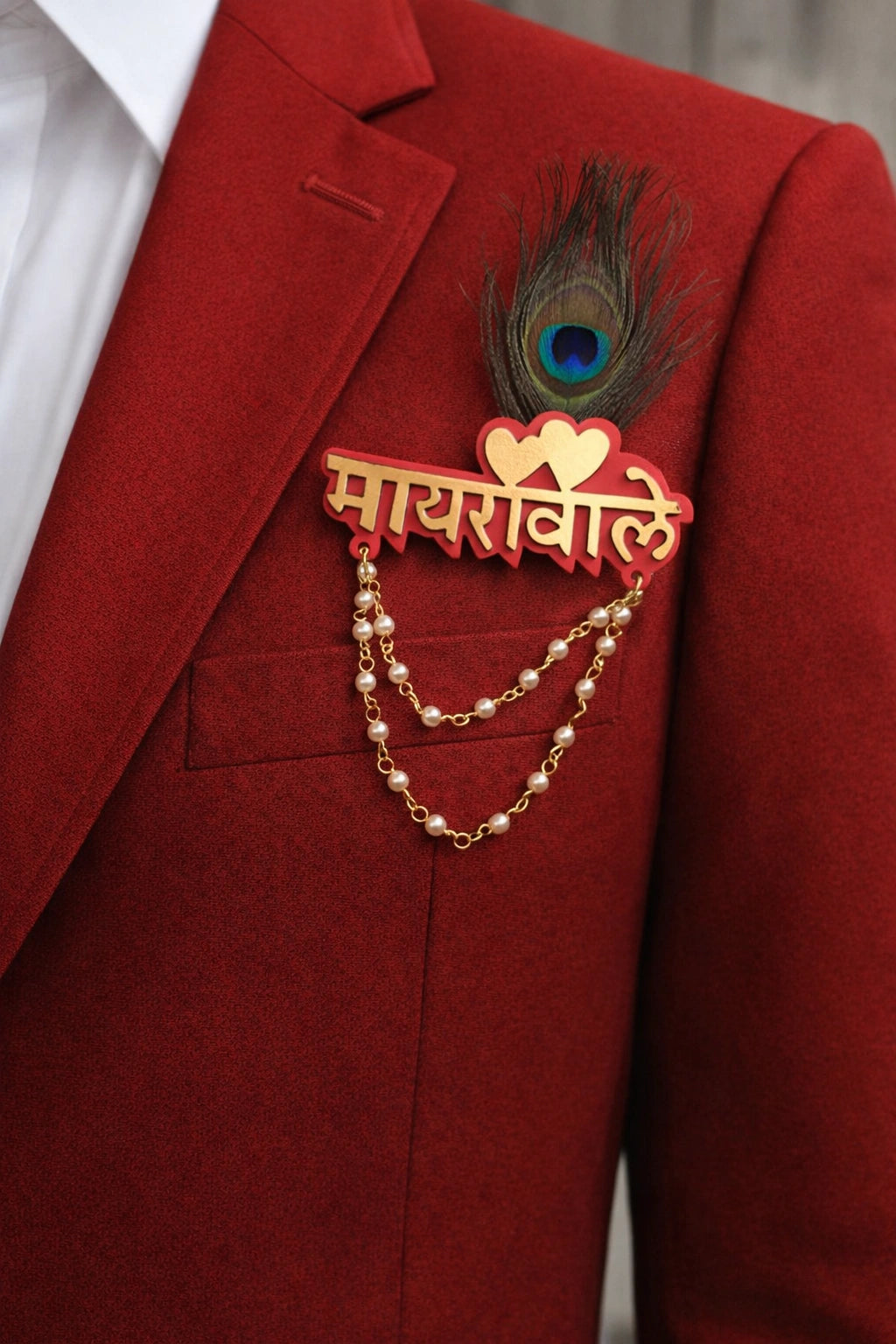 Traditional Mayra ceremony brooch with kundan and pearl detailing