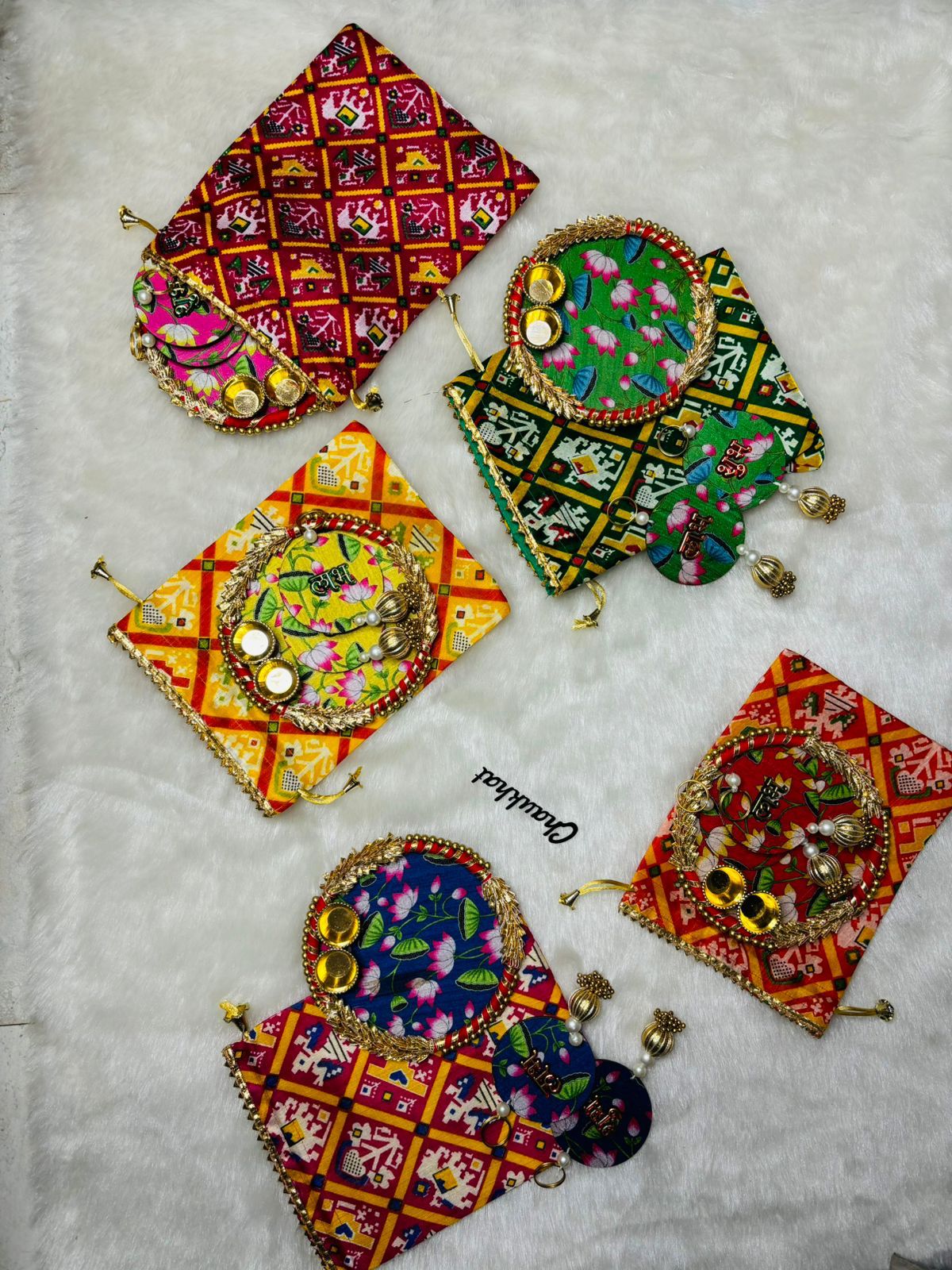 Shubh labh pichwai design gift hamper for weddings and festivals