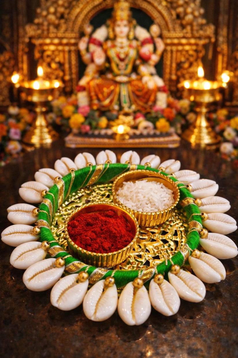 Decorative Mini Roli Chawal Thali for Tilak Ceremony