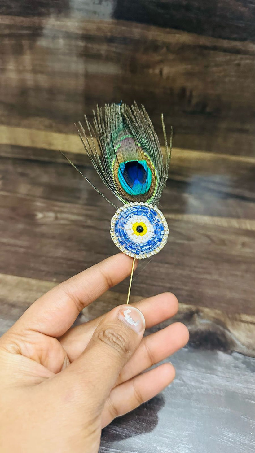 Handmade mor pankh design lepan brooch for wedding outfit