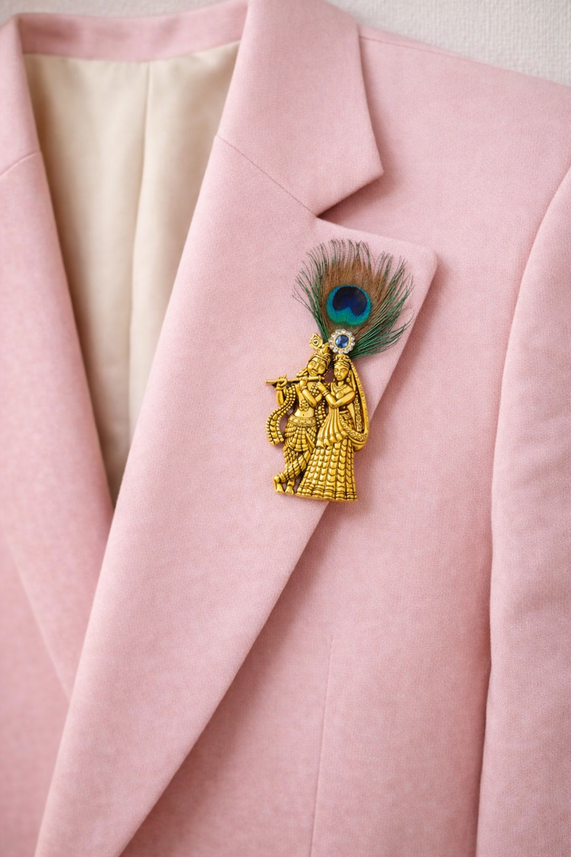 Designer Morpank Radha Krishna brooch for barat function wear