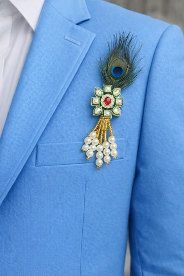 Morphank and Kundan Brooch for men traditional ethnic wear