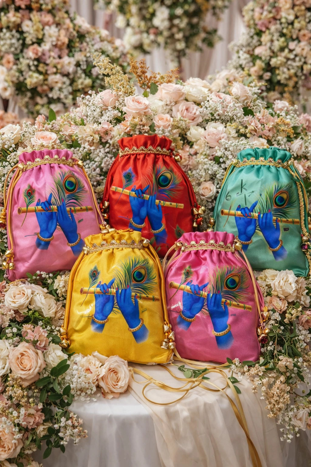 7x9 inch Murli design potli bag for wedding return gifts and festive gifting