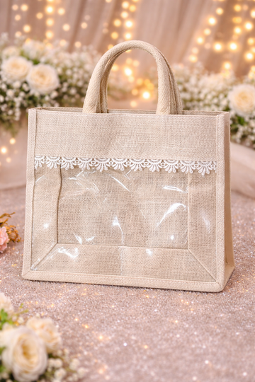 Eco friendly natural jute bag perfect for wedding return gifts and corporate gift hampers