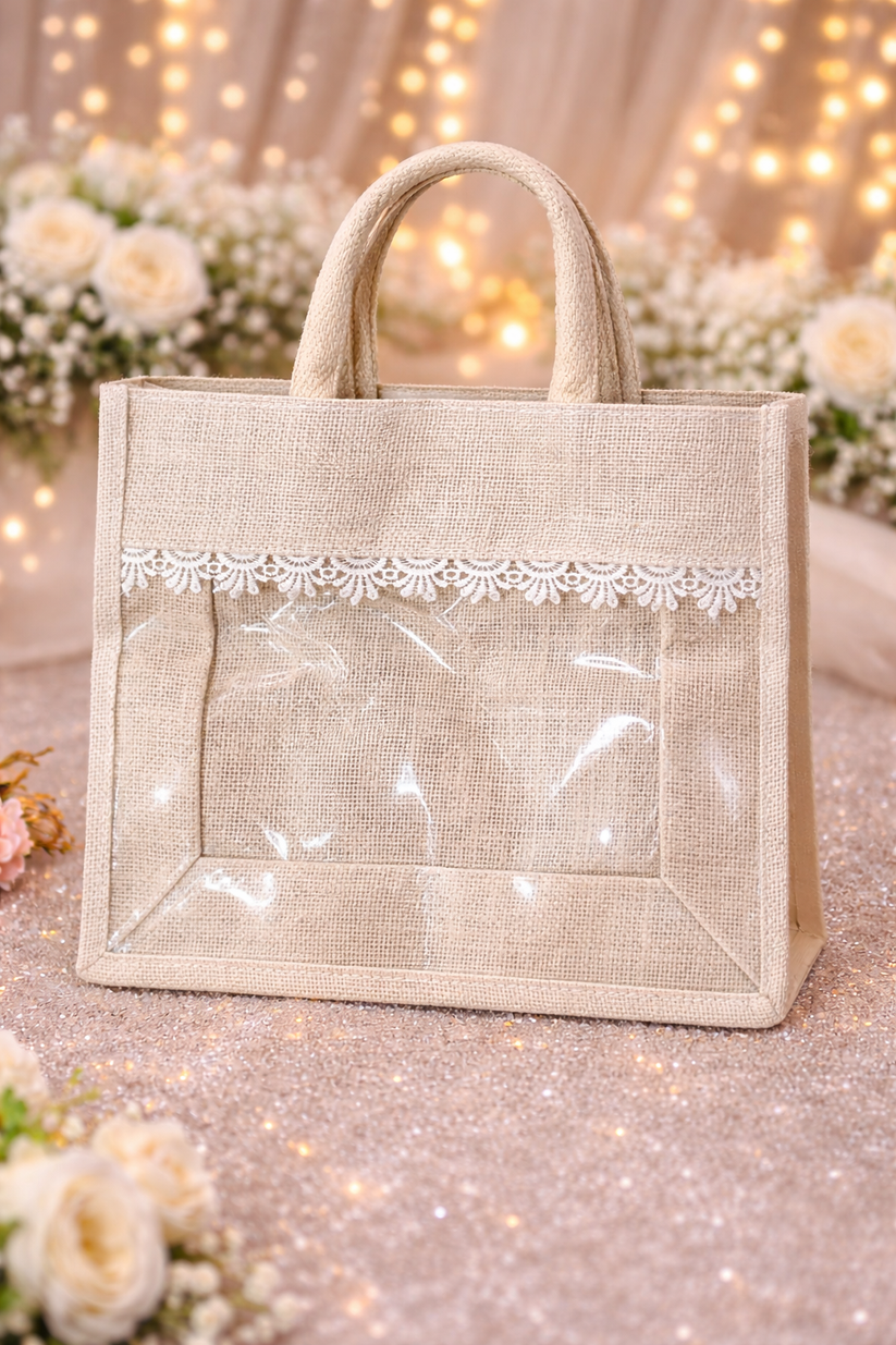 Eco friendly natural jute bag perfect for wedding return gifts and corporate gift hampers