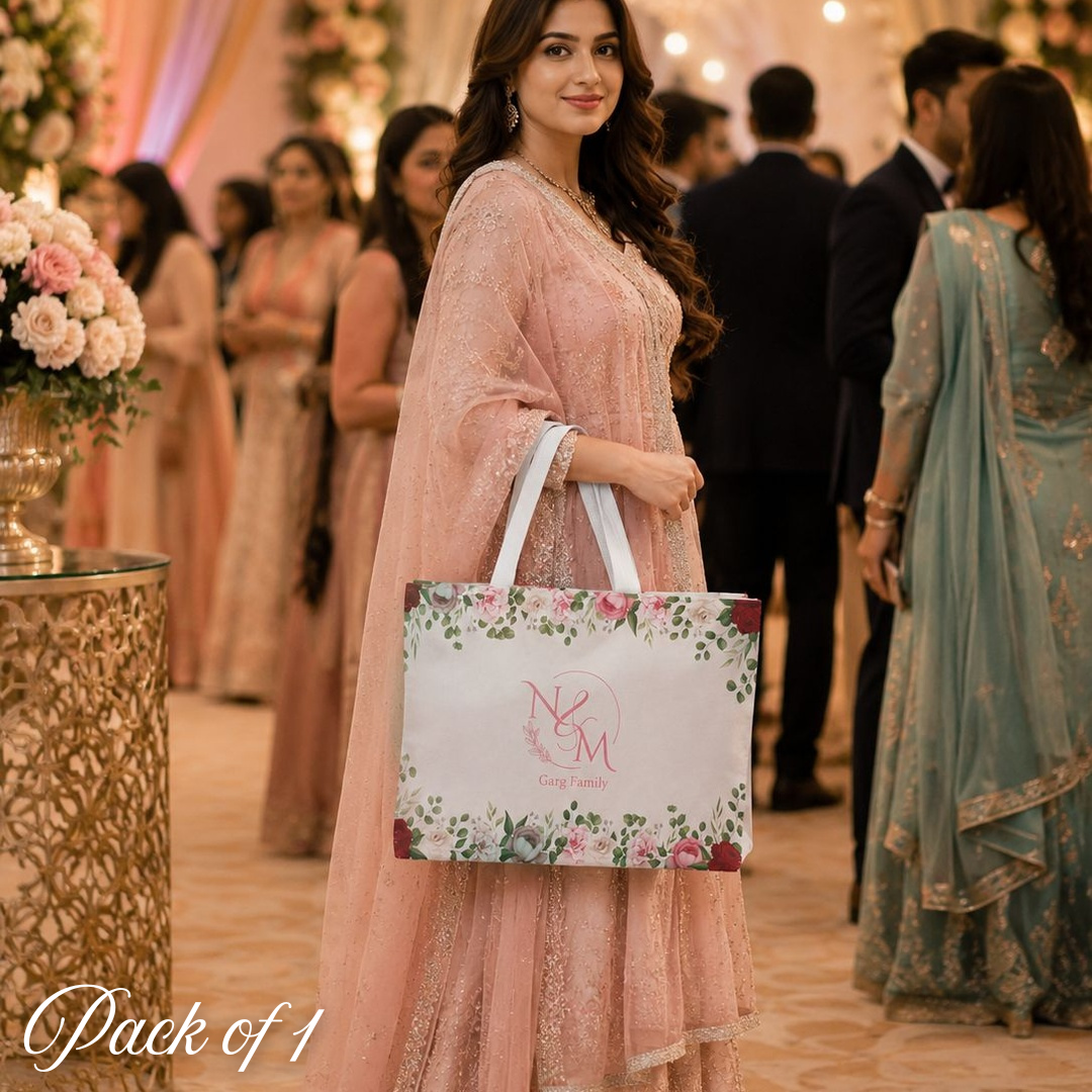 Customised Return Gift Bag for Wedding, Mehndi, Haldi & Party | Personalised Gift Bag for Ladies & Festive Gifting