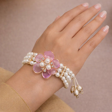 Beautiful pearl flower bracelet for women designed for ethnic outfits, weddings, and festive occasions