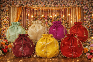 Plain fabric potli bags with drawstring ideal for craft work, wedding favors and decoration use