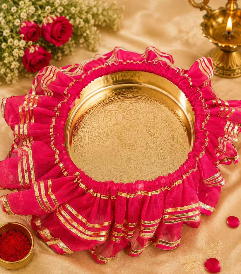 Decorative Lota and Thali Cover Set for Pooja, Temple Rituals & Festive Ceremonies (Set )