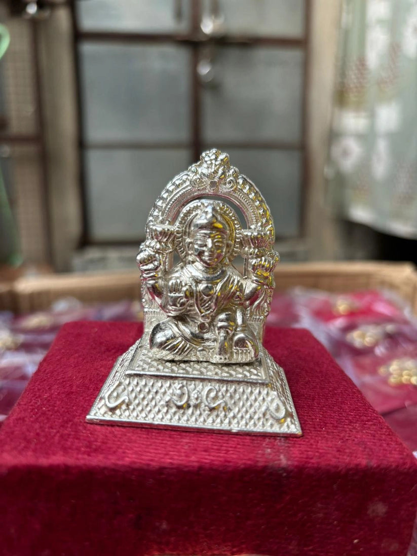 Premium German Silver Lakshmi Idol with Gift Box for Pooja and Diwali