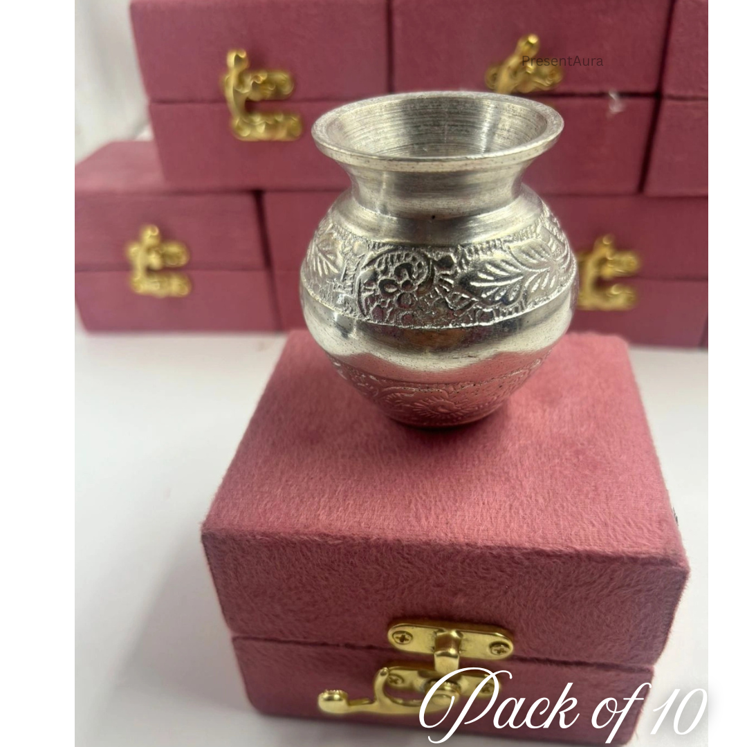 German Silver Pooja Kalash with Velvet Gift Box