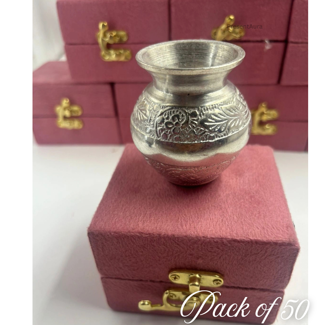 German Silver Pooja Kalash with Velvet Gift Box