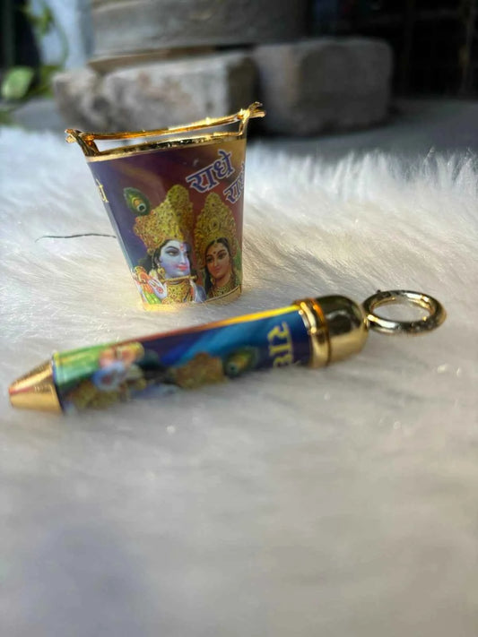 Decorative Radha Krishna Holi Balti with Pichkari for Kids