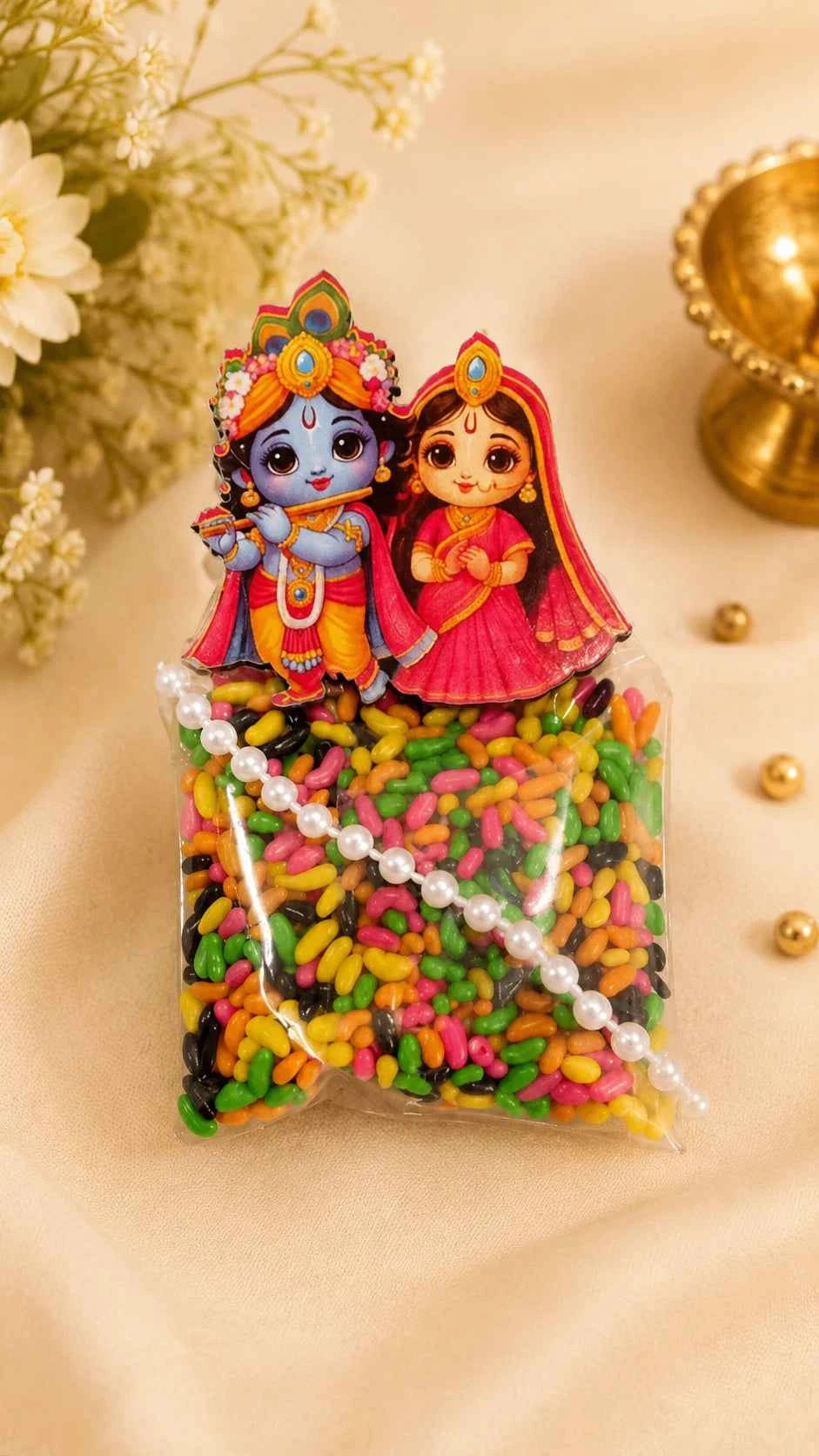 Radha Krishna Design MDF Mukhwas Container | Pooja Favor & Wedding Gift Item