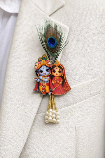 Radha Krishna Pearl Design Brooch for Wedding & Devotional Wear