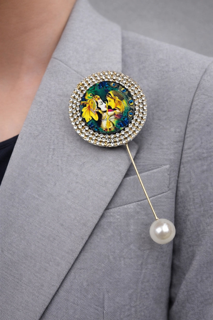 Radha Krishna Lepan Pin – Traditional Spiritual Brooch