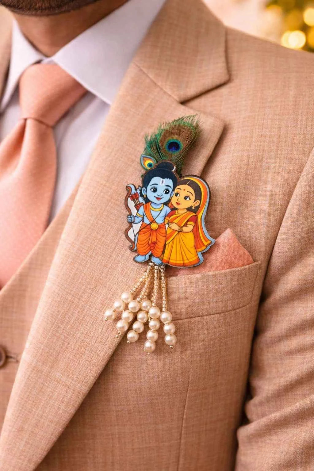 Ram Sita Devotional Brooch for Wedding Bhajan and Kirtan