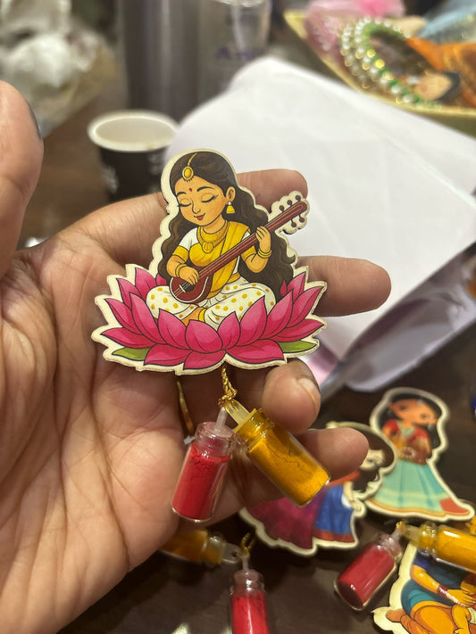 Saraswati and Aksharambh Sanskaar theme haldi kumkum set for first learning ceremony