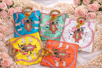 Shreenath Ji design carry bag used for wedding return gifts and festive gift packaging