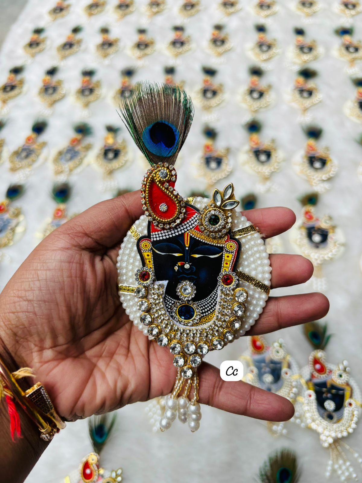 Shrinathji Brooch with Pearl & Kundan Work for Pooja and Festive Wear