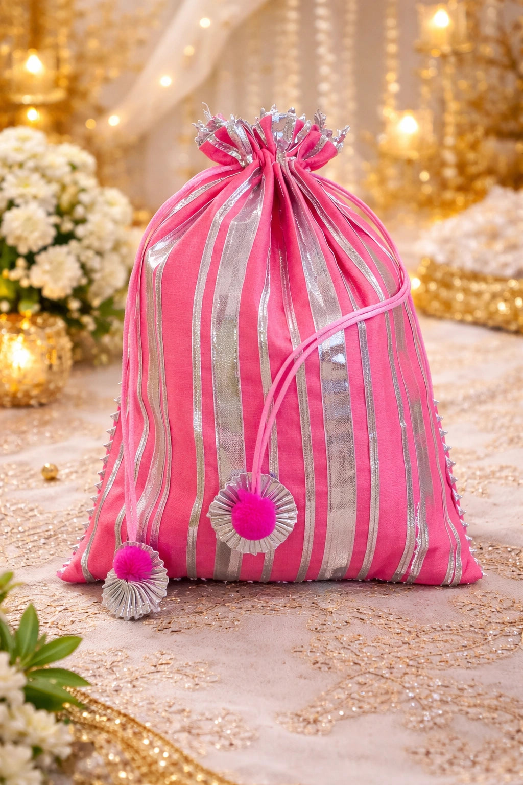 Elegant simple potli bag for gifting, ideal for wedding return gifts, festive hampers and traditional Indian celebrations