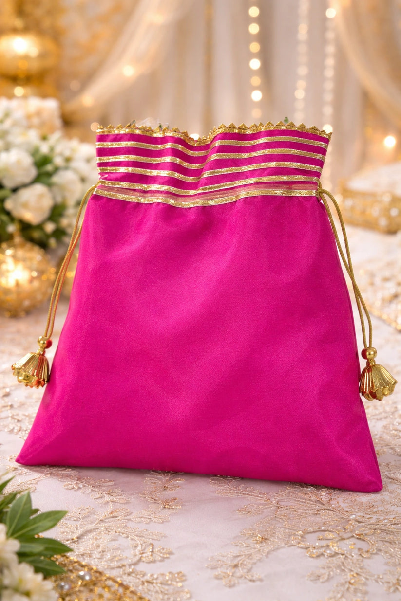 Simple potli bag used for wedding return gifts, jewelry packing, and festive gift packaging