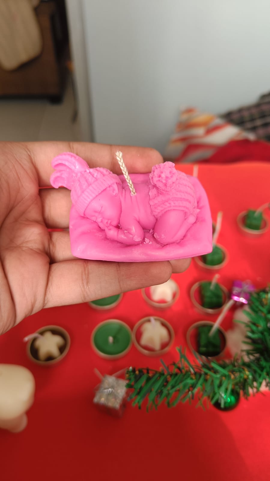Sleeping baby shape decorative candle for baby shower and gifting