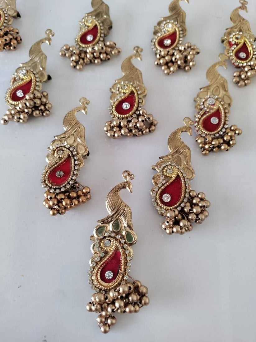 Traditional peacock shape brooch for saree, blazer and wedding wear
