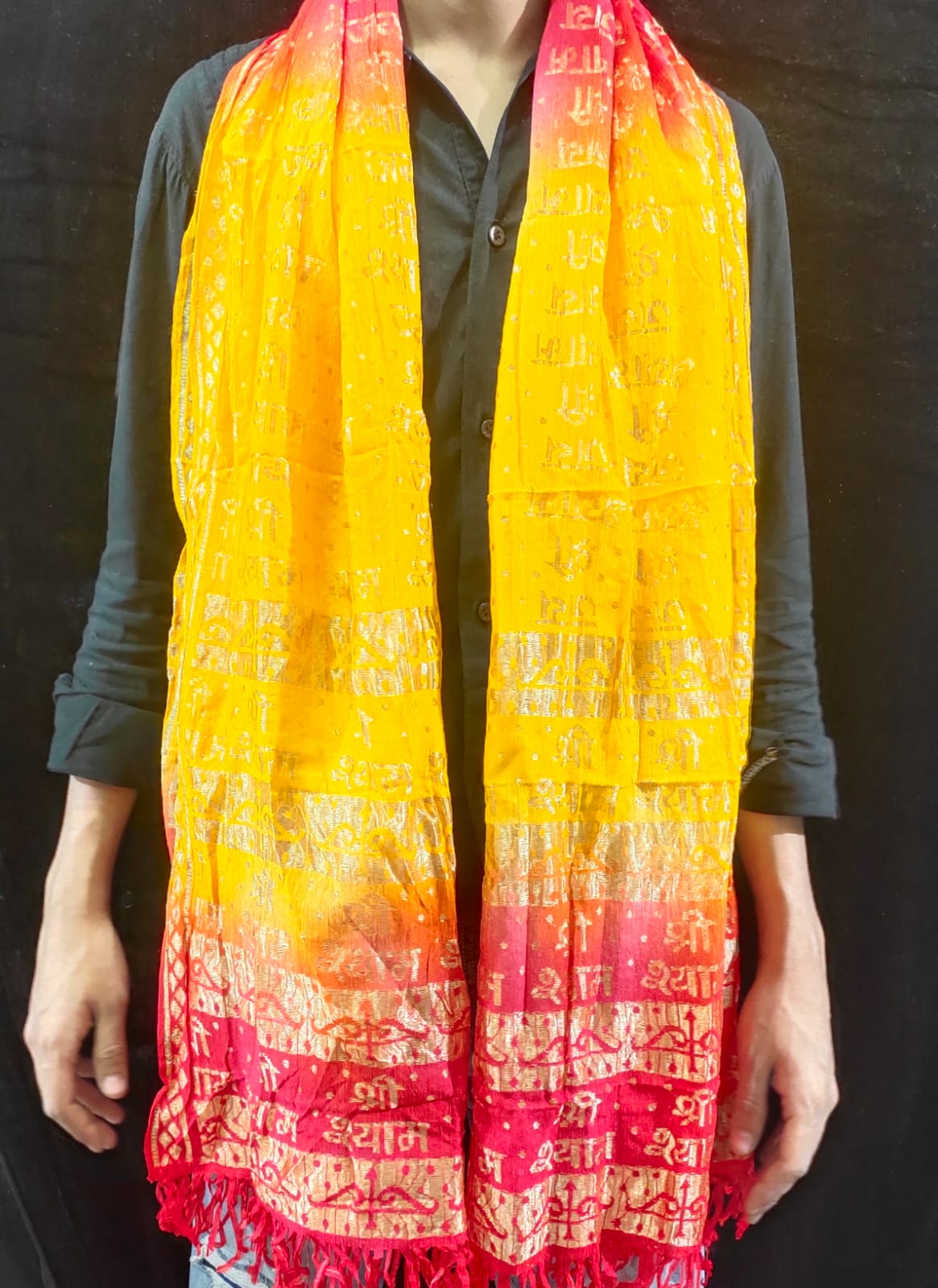 Traditional Khatu Shyam Ji printed Bandhani chunri