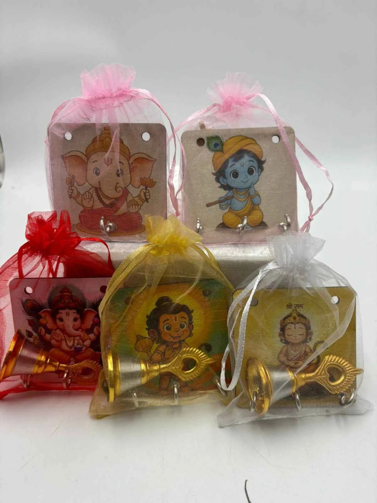 Traditional Bell Potli Hamper with Wooden Key Holder | Indian Return Gift Hamper for Housewarming, Diwali, Wedding Return Gifts & Festive Occasions
