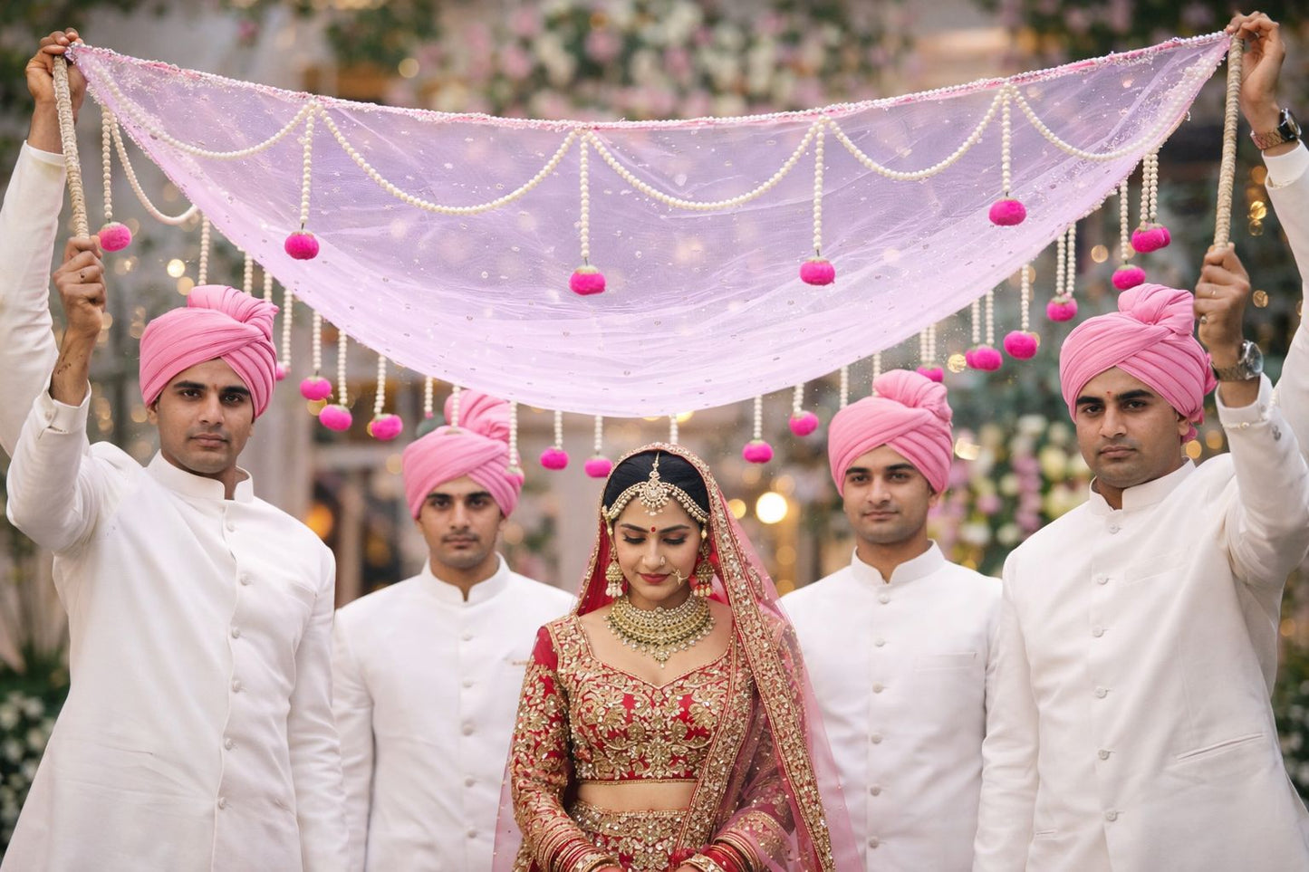 luxury bridal entry chadar for indian wedding