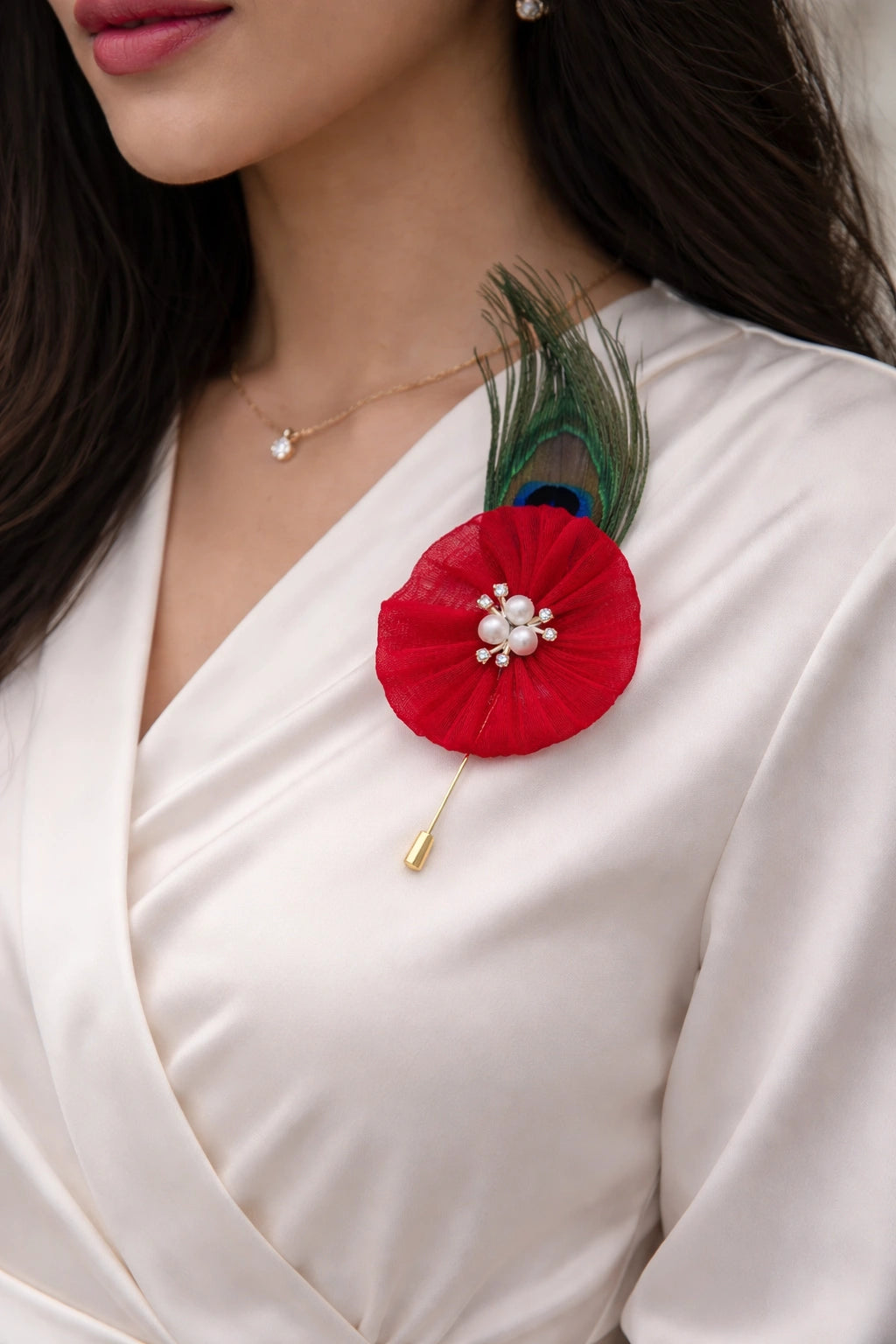 Handmade floral lepal pin for sherwani and suit styling