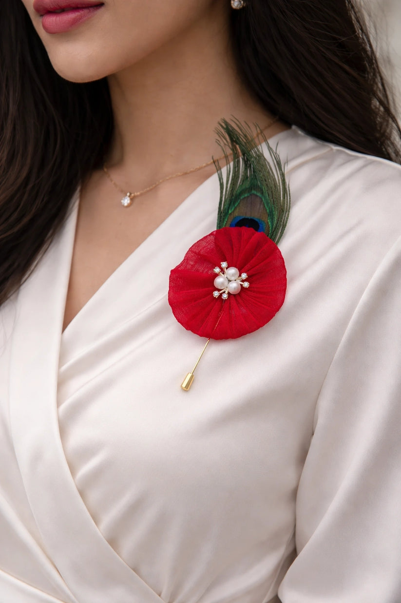Handmade floral lepal pin for sherwani and suit styling