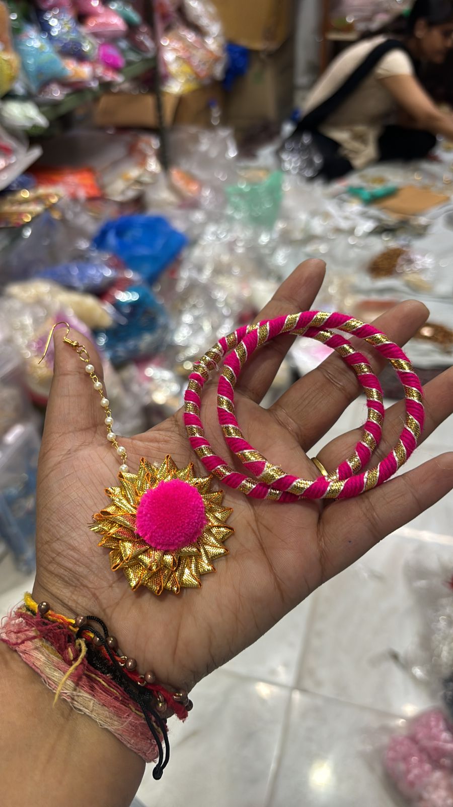 Traditional Indian bangle with latkan for women in ethnic festive design