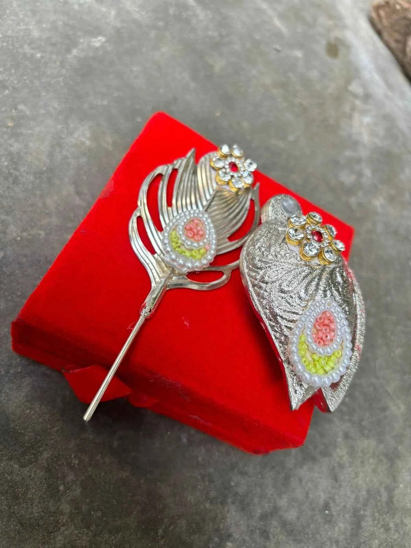 Decorative kundan chopda with tilak stick for roli kumkum, perfect for wedding rituals, festivals, and pooja ceremonies.