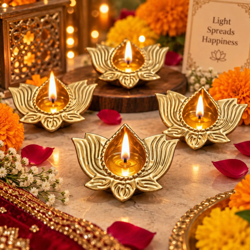 Lotus diya for Indian festive home decor and pooja room