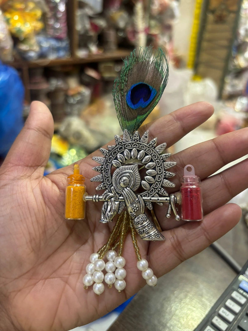 Traditional murli style haldi kumkum used for pooja, kirtan, and Indian wedding rituals