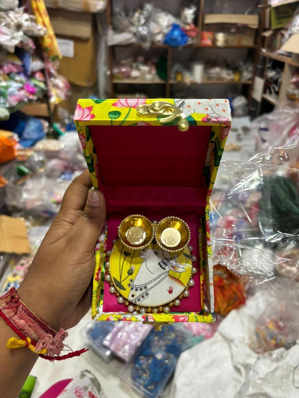 Decorative Pichwai tilak thali set for festivals, wedding rituals and gifting