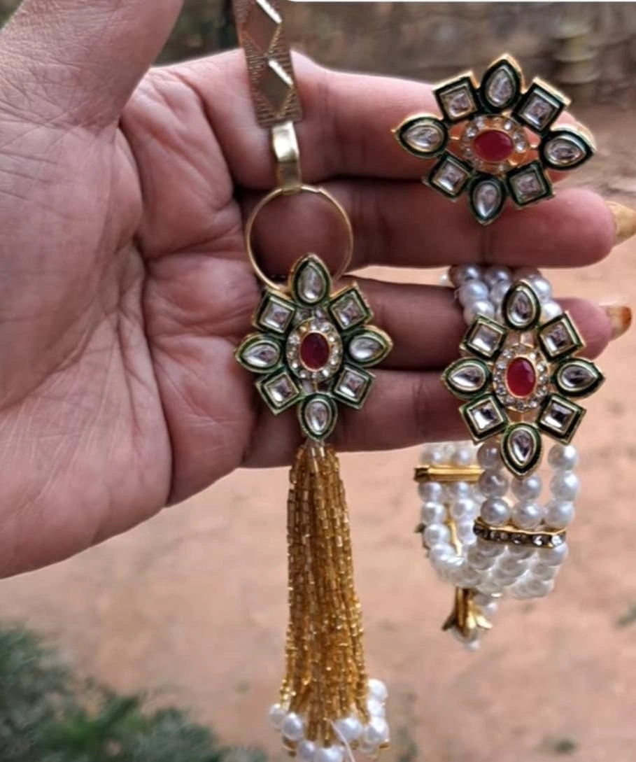 Traditional satka bracelet and ring combo set for wedding wear