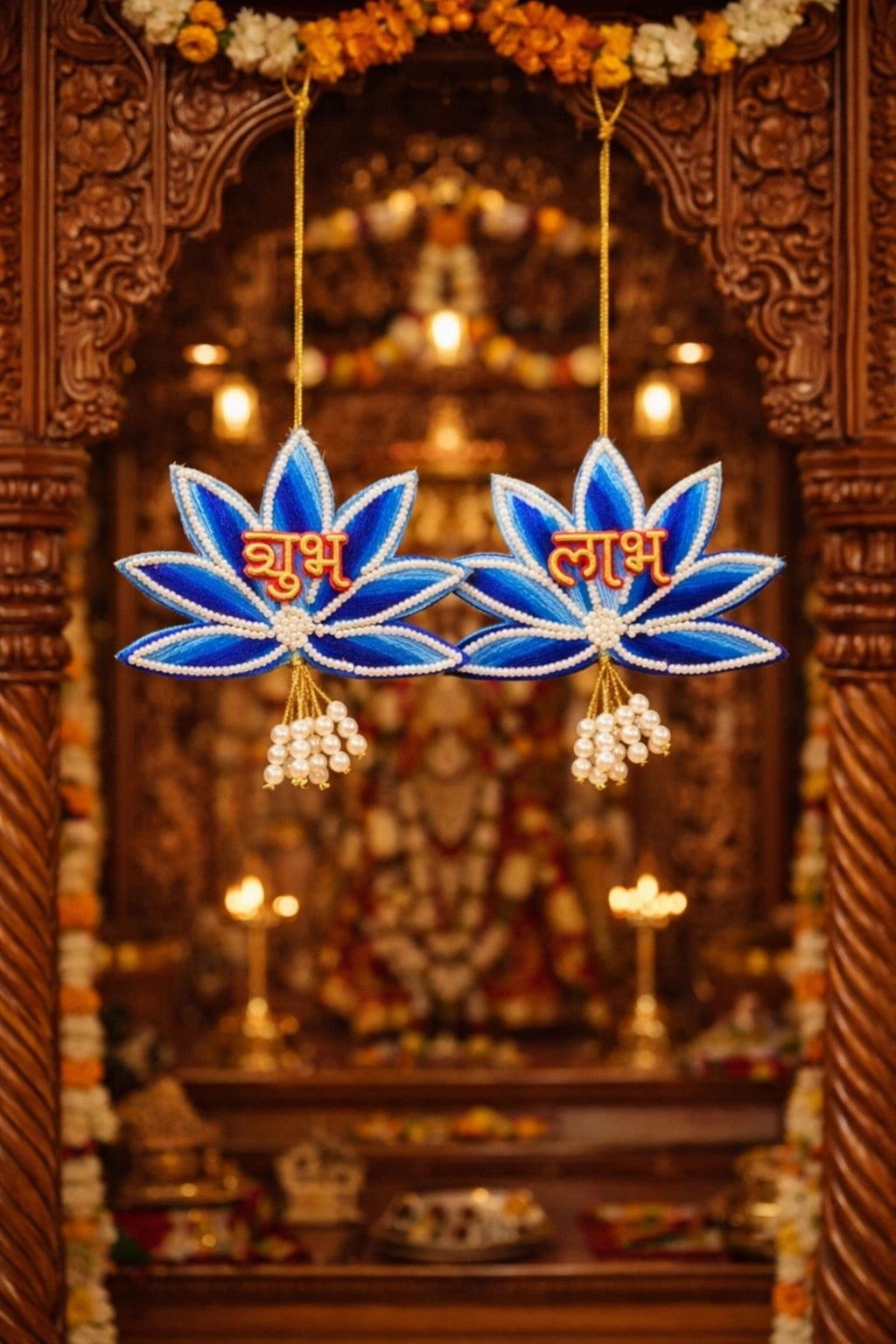 Traditional Shubh Labh wall decor for Diwali home entrance decoration symbolizing positivity and wealth