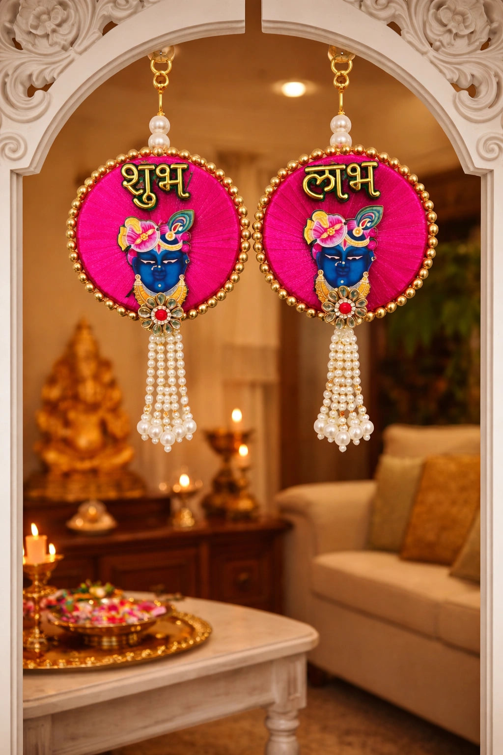 Decorative Shubh Labh wall hanging with Shree Nath Ji for home entrance