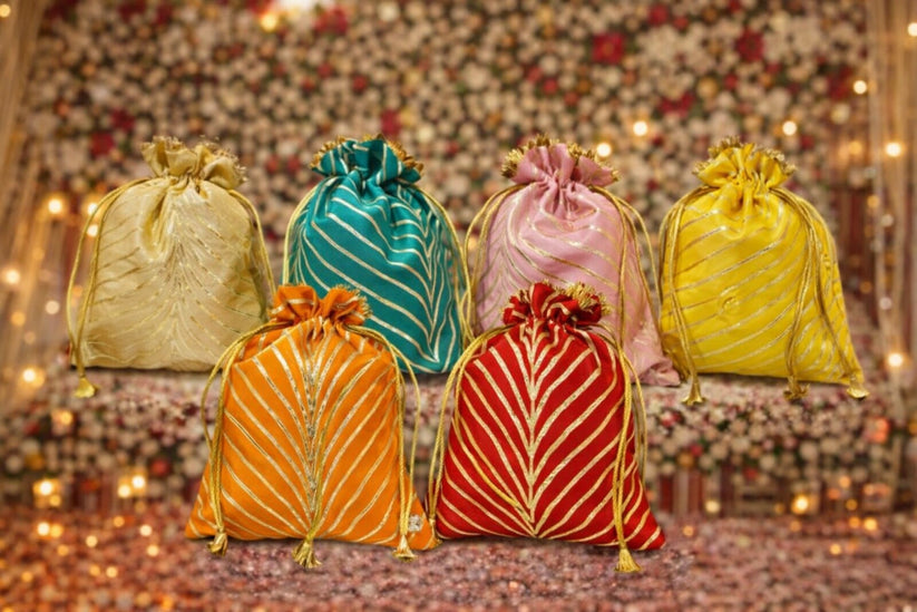 Designer 7x9 inch potli bag for wedding return gifts