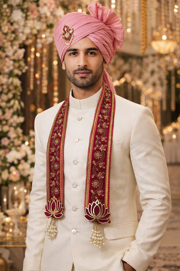 Velvet welcome phatka with skives work for groom wedding entry