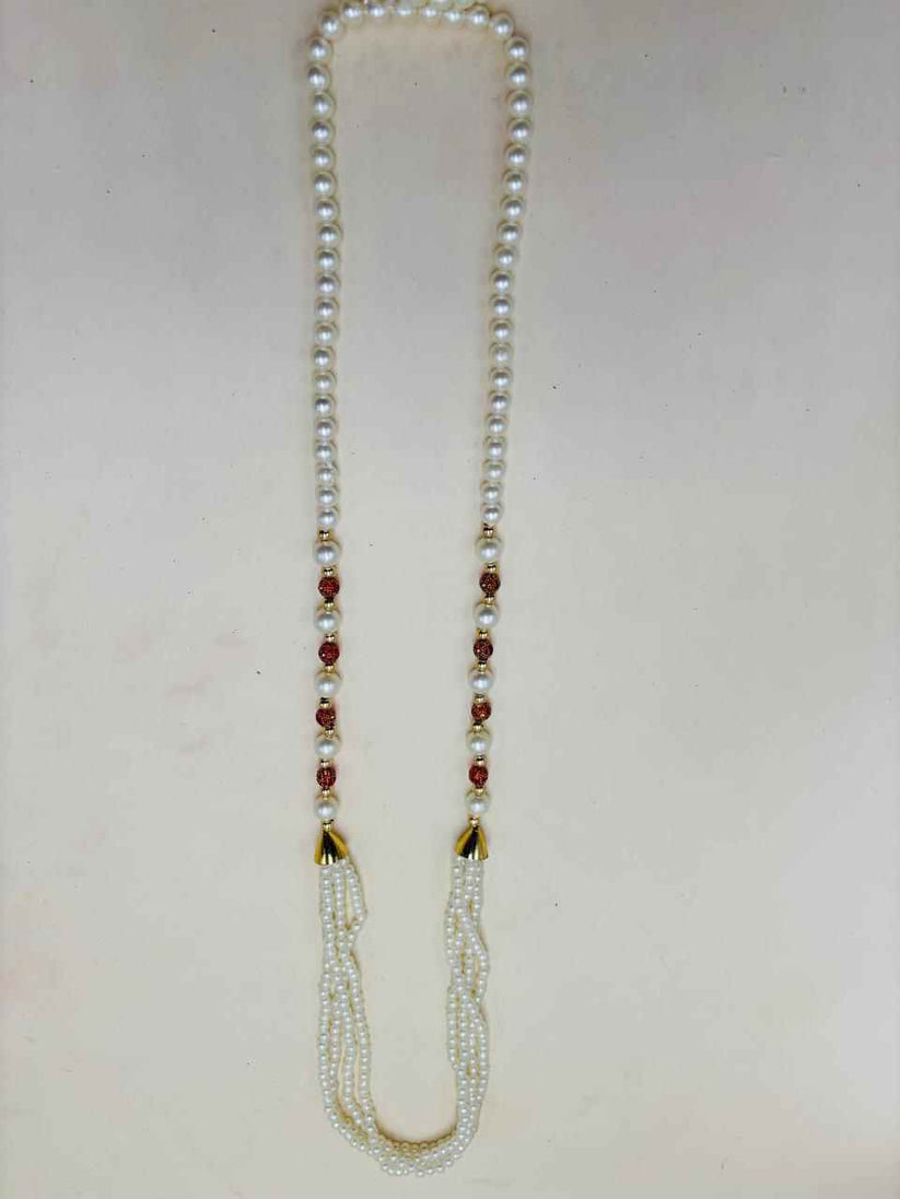 Elegant pearl swagat mala for groom welcome at wedding