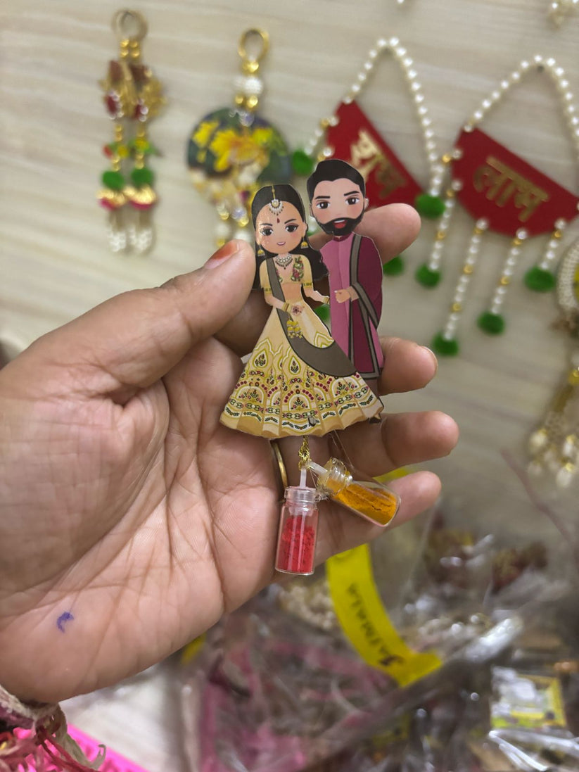 Wedding couple haldi kumkum set for pooja rituals and ceremonies