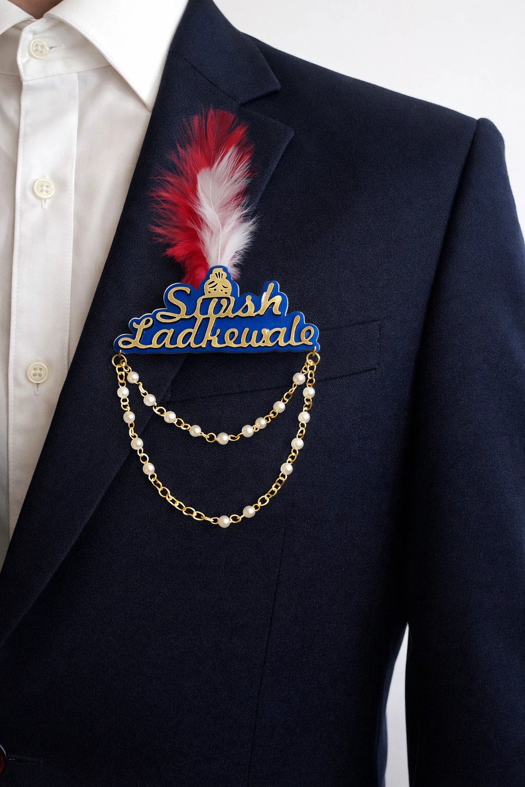Wedding Sush Ladkewale brooch badge for groom side family members used in Indian wedding baraat functions