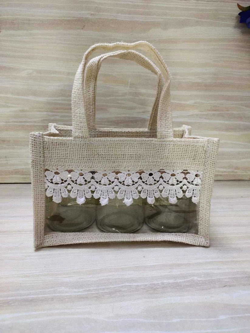 Reusable glass jar gift hamper bag for return gifts and corporate gifting