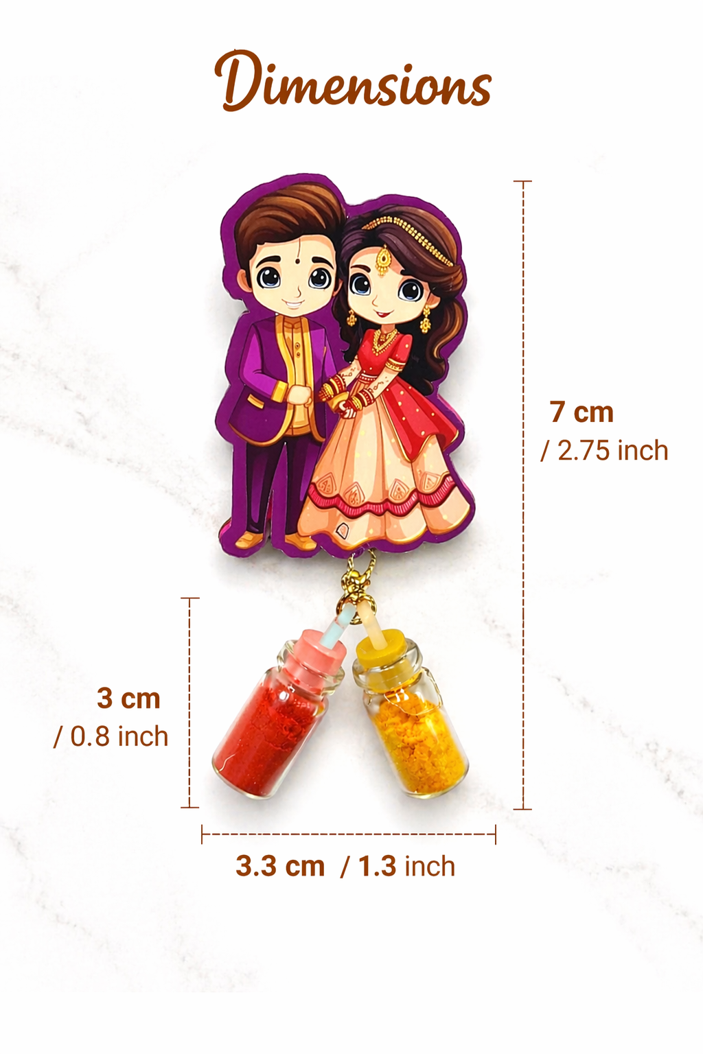 Cute Wedding Couple Haldi Kumkum Return Gift with Sindoor & Haldi Bottles