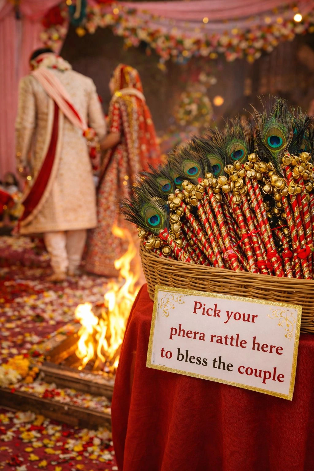 Handmade Wooden Phera Sticks for Indian Wedding Ceremonies - Chaukhat Hampers